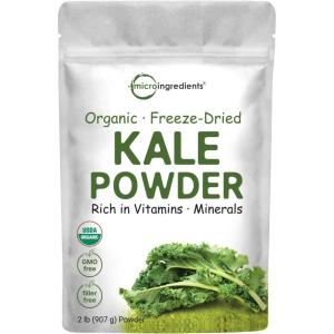 Sustainably US Grown, Organic Kale Powder, 2 Pounds | Fresh Freeze Dried Source | Nutrient-Dense Greens Superfood | Kale Tea and Green Drink Mix | 907 Servings, No GMOs, Vegan Friendly