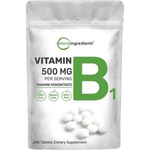 Vitamin B1 500mg Per Serving, 240 Tablets | Vitamin B1 Thiamine Supplement, Essential B Vitamins | Supports Metabolism & Healthy Nervous System | Non-GMO, Easy to Swallow
