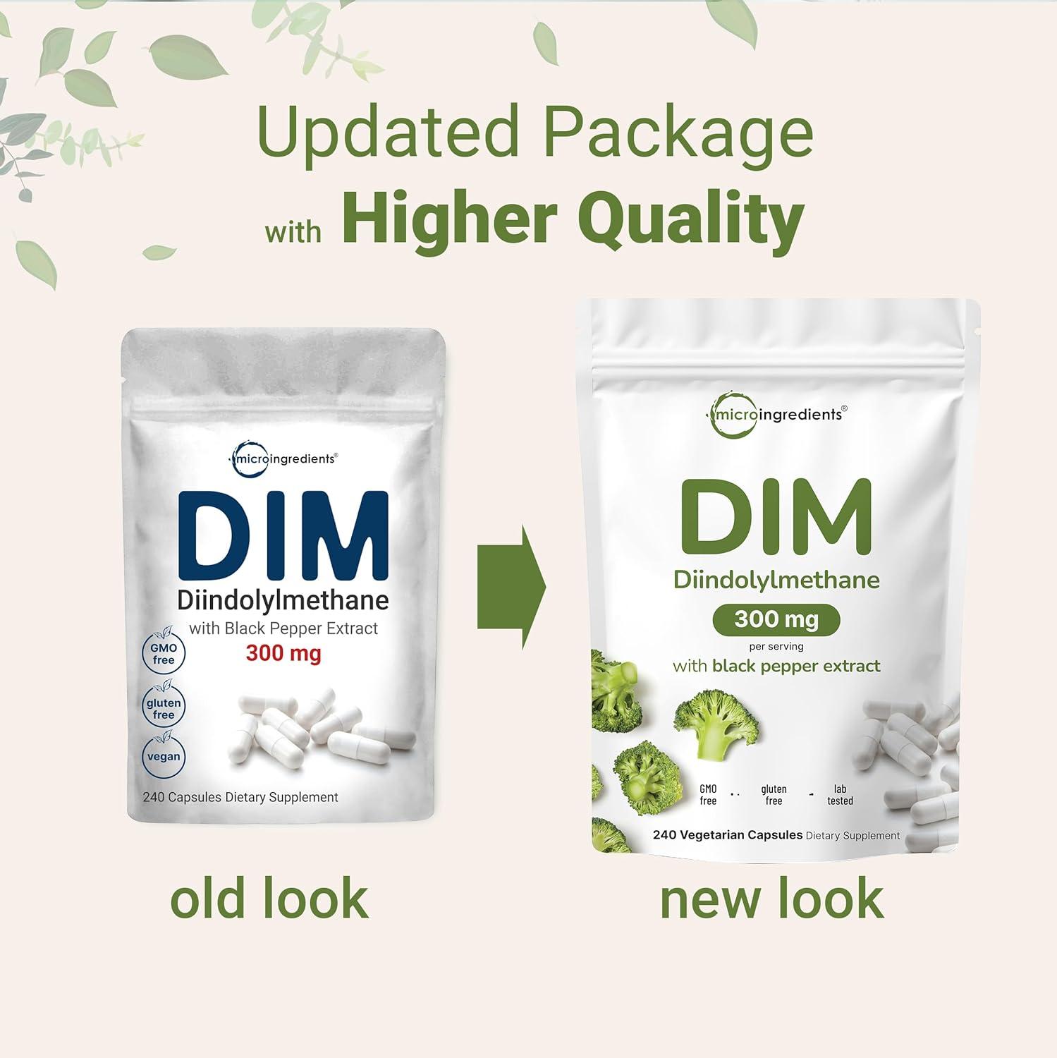 image:imageDIM Active Supplement DIM 300mg 240 Veggie Capsules 8Month Supply 2 in 1 Formula Estrogen Metabolism Premium DIMPlus Broccoli Extract Supplement With Black Pepper for Better Absorption