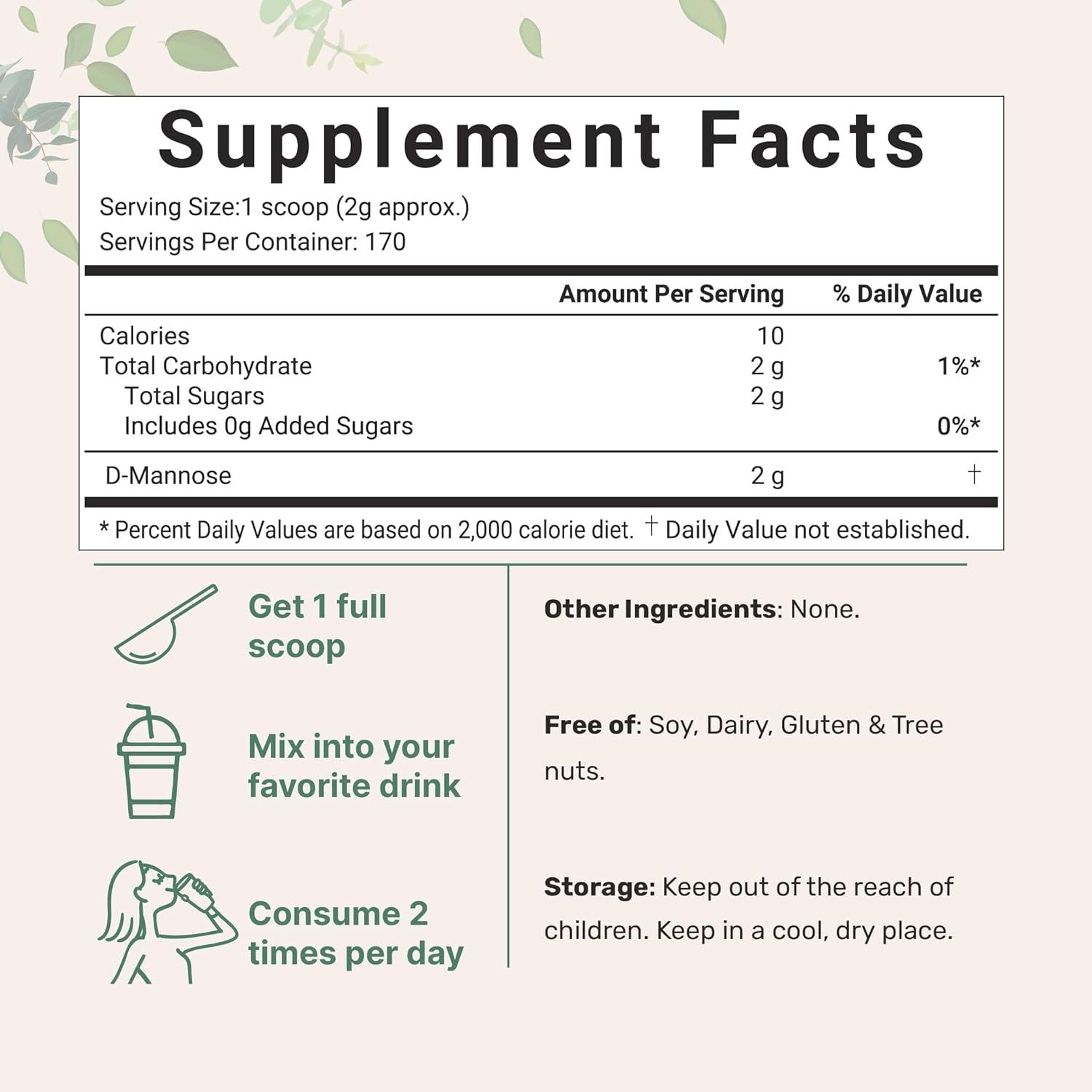 image:imageMicro Ingredients D Mannose Powder Pure Mannose Supplement Quick Water Soluble Support Urinary Tract Cleanse amp Bladder Health Premium Mannose for Women and Men Vegan Friendly