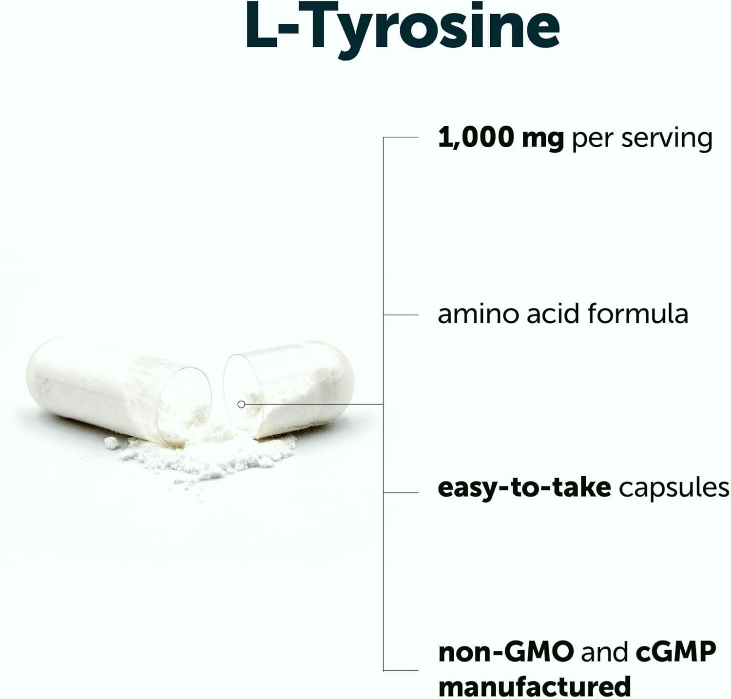 image:imageMicro Ingredients LTyrosine 1000 mg Per Serving 240 Capsules Amino Acid Supplement NonGMO