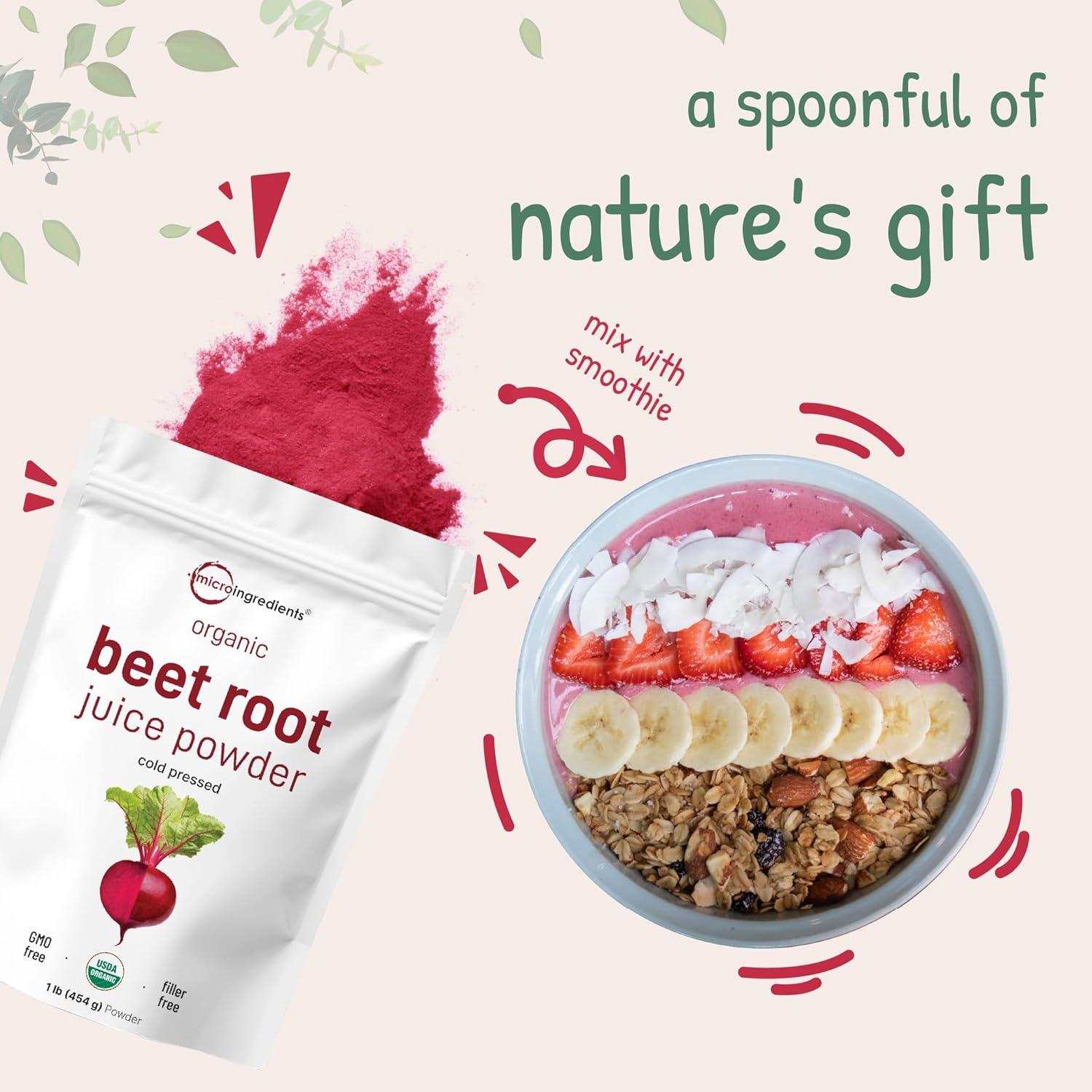 image:imageMicro Ingredients Organic Beet Root Juice Powder 1 Pound Cold Pressed Water Soluble High Concentrated Raw Beet Supplement Superfood Drink Mix NonGMO Vegan Friendly Plant Based