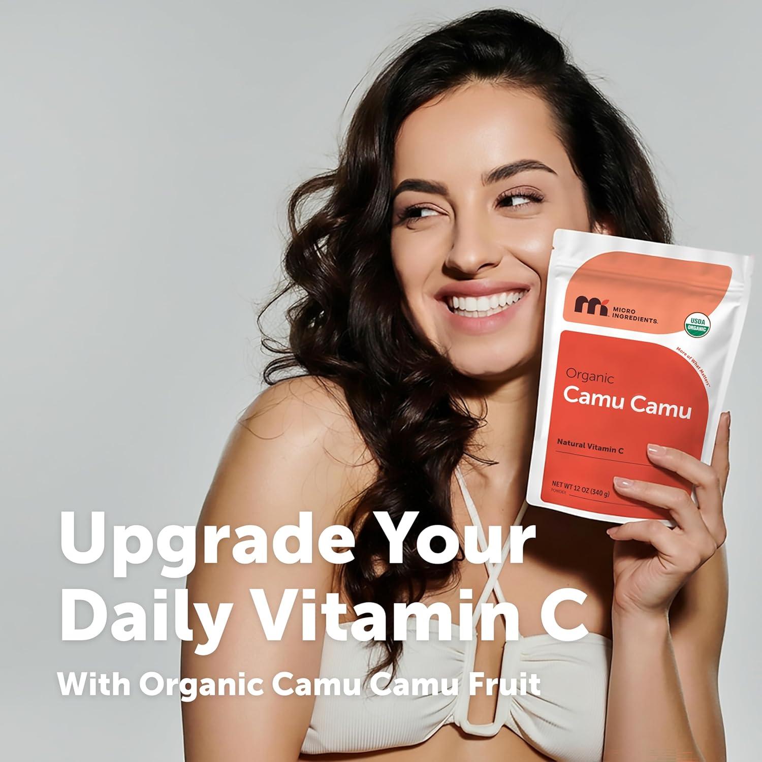 image:imageMicro Ingredients Organic Camu Camu Powder 12 oz Freshly Harvested Berry Source Source of Naturally Occurring Vitamin C NonGMO Vegan Friendly