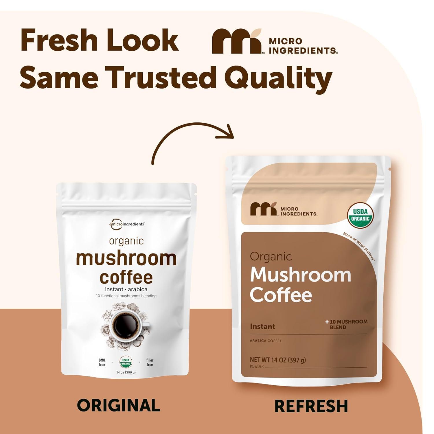 image:imageMicro Ingredients Organic Instant 10 in 1 Mushroom Coffee Powder 28 Ounce 317 Servings Premium Arabica Coffee with Lions Mane Chaga Reishi amp More14 Ounce Pack of 1