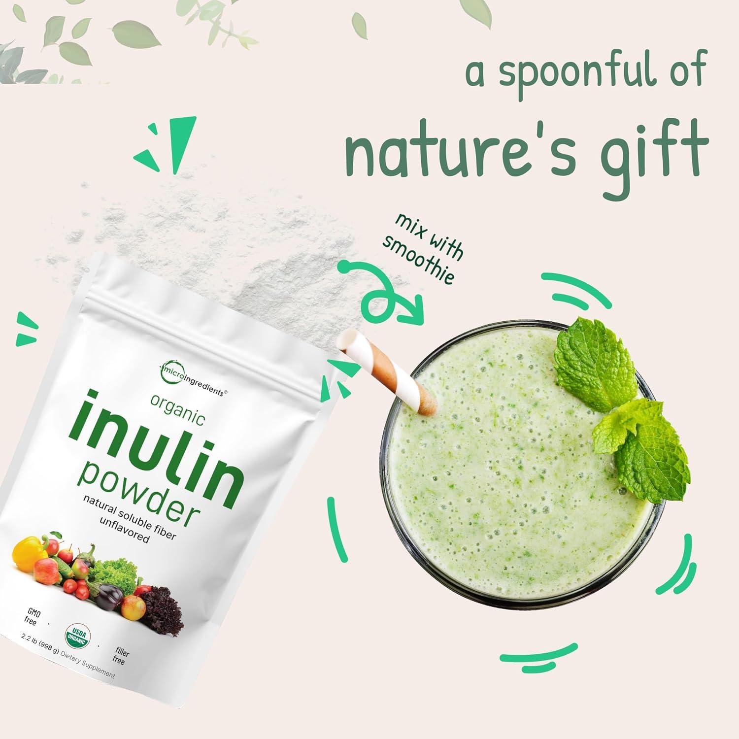 image:imageMicro Ingredients Organic Inulin FOS Fiber Powder 22 lbs Quick WaterSoluble Prebiotic Natural Fiber for Smoothies amp Drinks Vegan Friendly Dissolves Clear22 Pound Pack of 1