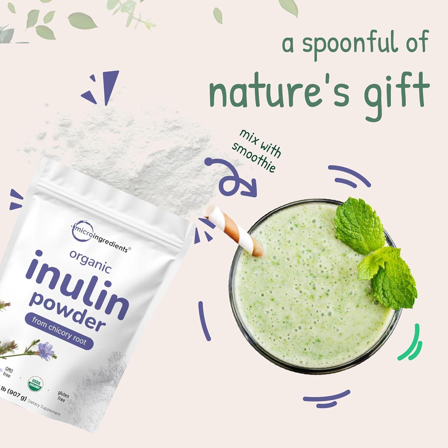 image:imageMicro Ingredients Organic Inulin Fiber Powder 2lb Natural Prebiotic to Support Digestive amp Gut Health Soluble Easily Digestible Unflavored Vegan