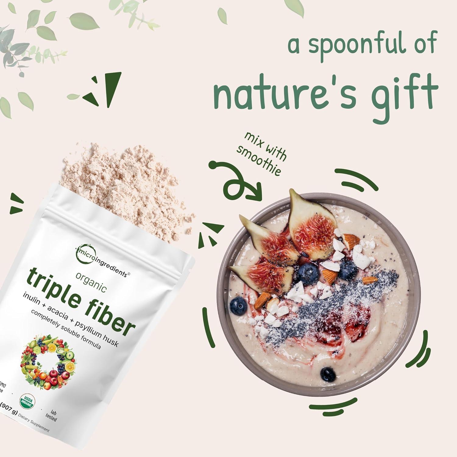 image:imageMicro Ingredients Organic Triple Fiber Powder 2lb Natural Prebiotic to Support Digestive amp Gut Health Soluble Easily Digestible Unflavored Vegan