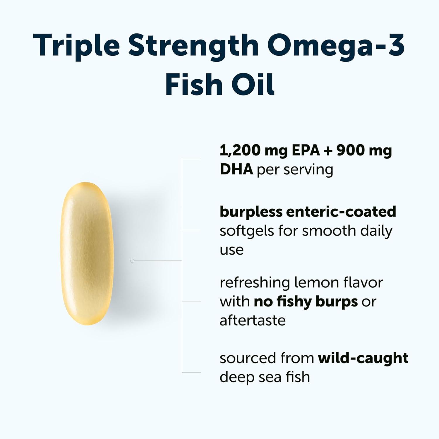 image:imageMicro Ingredients Triple Strength Omega 3 Fish Oil Supplements 4200mg Per Serving 240 Softgels Lemon Flavored Burpless EPA 1200mg DHA 900mg Deep Sea Fish120 Count Pack of 1