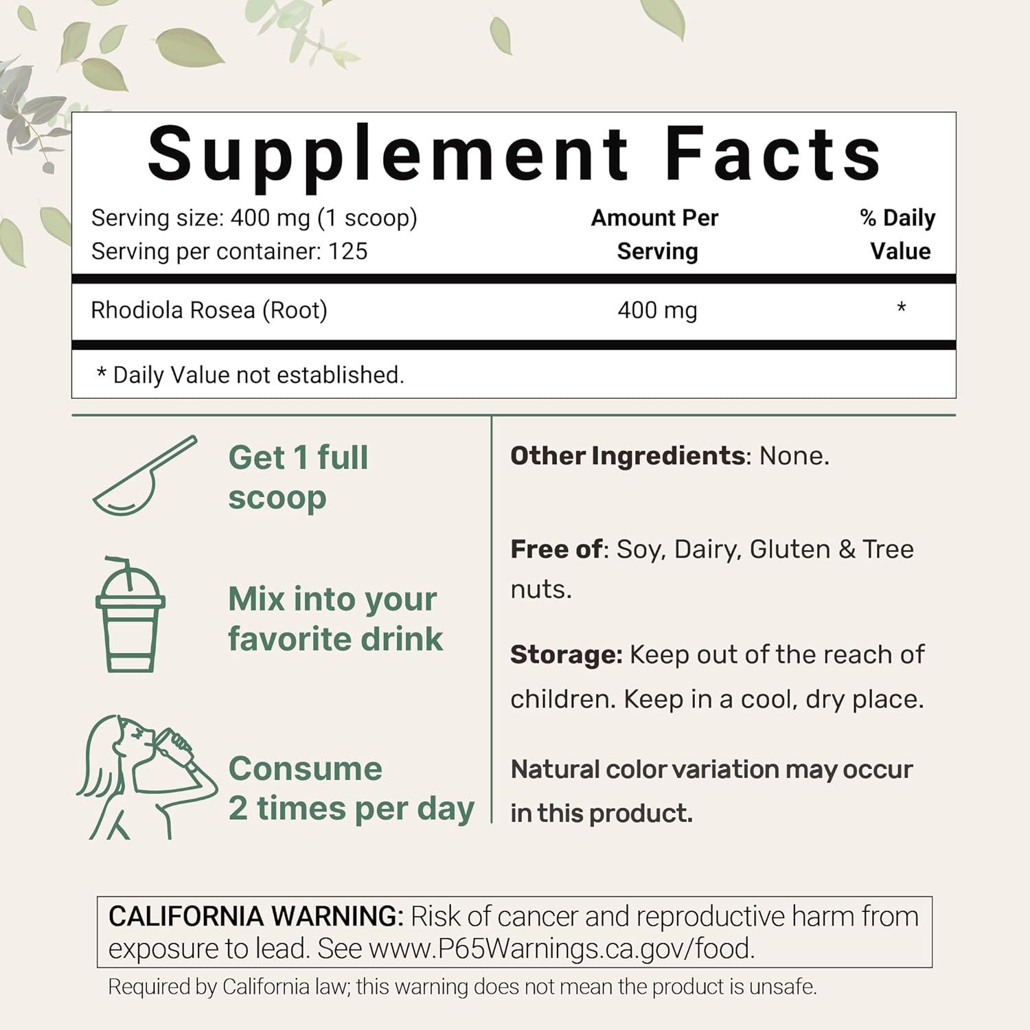 image:imageRhodiola Rosea Root Extract 50g Powder Adaptogenic Herb Based Supplement with Active Rosavins amp Salidrosides Supports Energy amp Relaxation No GMOs Filler Free
