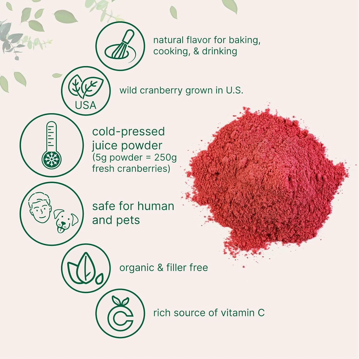 image:imageSustainably US Grown Organic Cranberry Juice Powder Wild Cranberry Supplements Cold Pressed 8 Ounce Supports Urinary Tract Cleanse amp Prostate Health Filler Free Water Soluble Pet Friendly