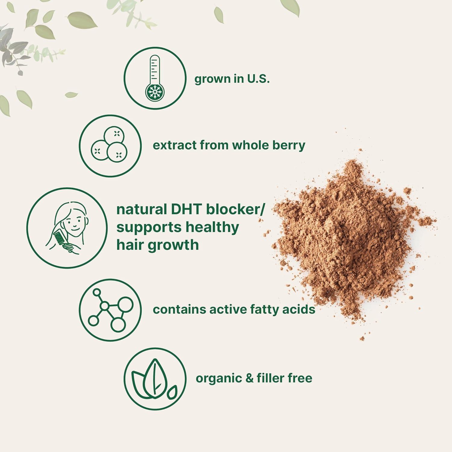 image:imageSustainably US Grown Organic Saw Palmetto Powder 4 Ounce with Active Fatty Acid Pure Saw Palmetto Prostate amp Hair Growth Supplement Healthy Urination Frequency amp Hair Loss Blocker Supplement