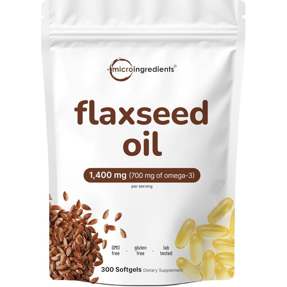 image:imageFlaxseed Oil1400mg 300 Liquid Softgels Flaxseed Oil Supplement with Omega 3 6 amp 9 Fatty Acids DHAamp Alpha Linolenic Acid ALA Fish Free Omega Source NonGMO