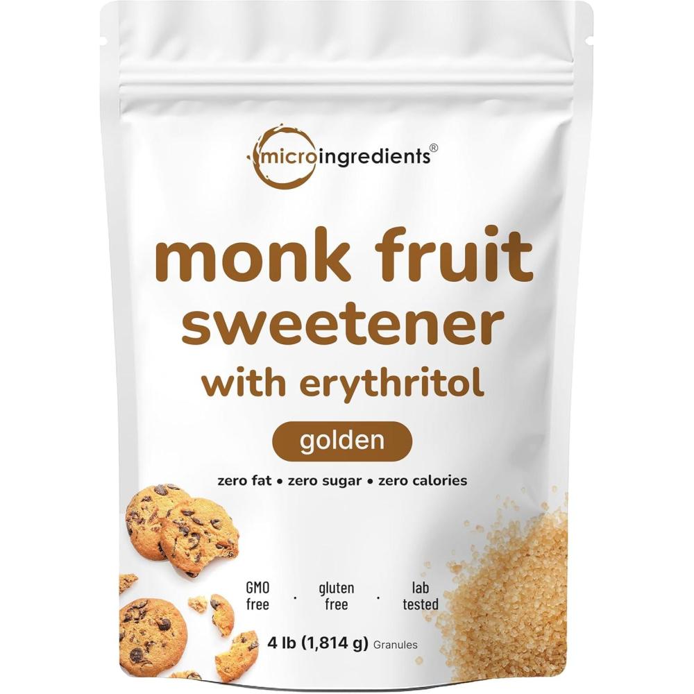 image:imageGolden Monk Fruit Sweetener with Erythritol 4 Pounds No After Taste Brown Sugar Substitute Keto Diet Friendly Zero Calorie Natural Sweetener for Drinks Coffee Tea Cookies NoGMO Vegan