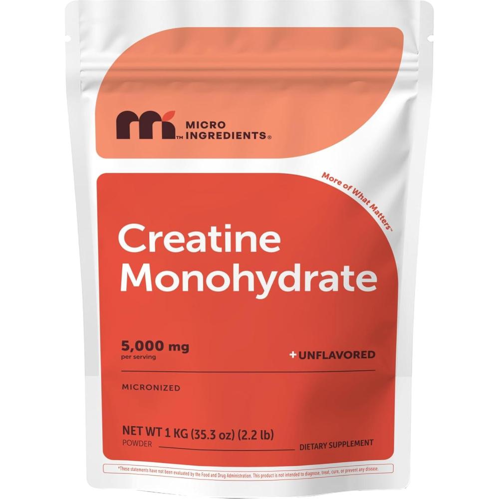 image:imageMicro Ingredients Creatine Monohydrate Powder 1 kg 22 Lbs 5000mg Per Serv Micronized Creatine Powder Unflavored No Filler Keto amp Vegan Easy Dissolve Pre Workout for Women amp Men22 Pound Pack of 1