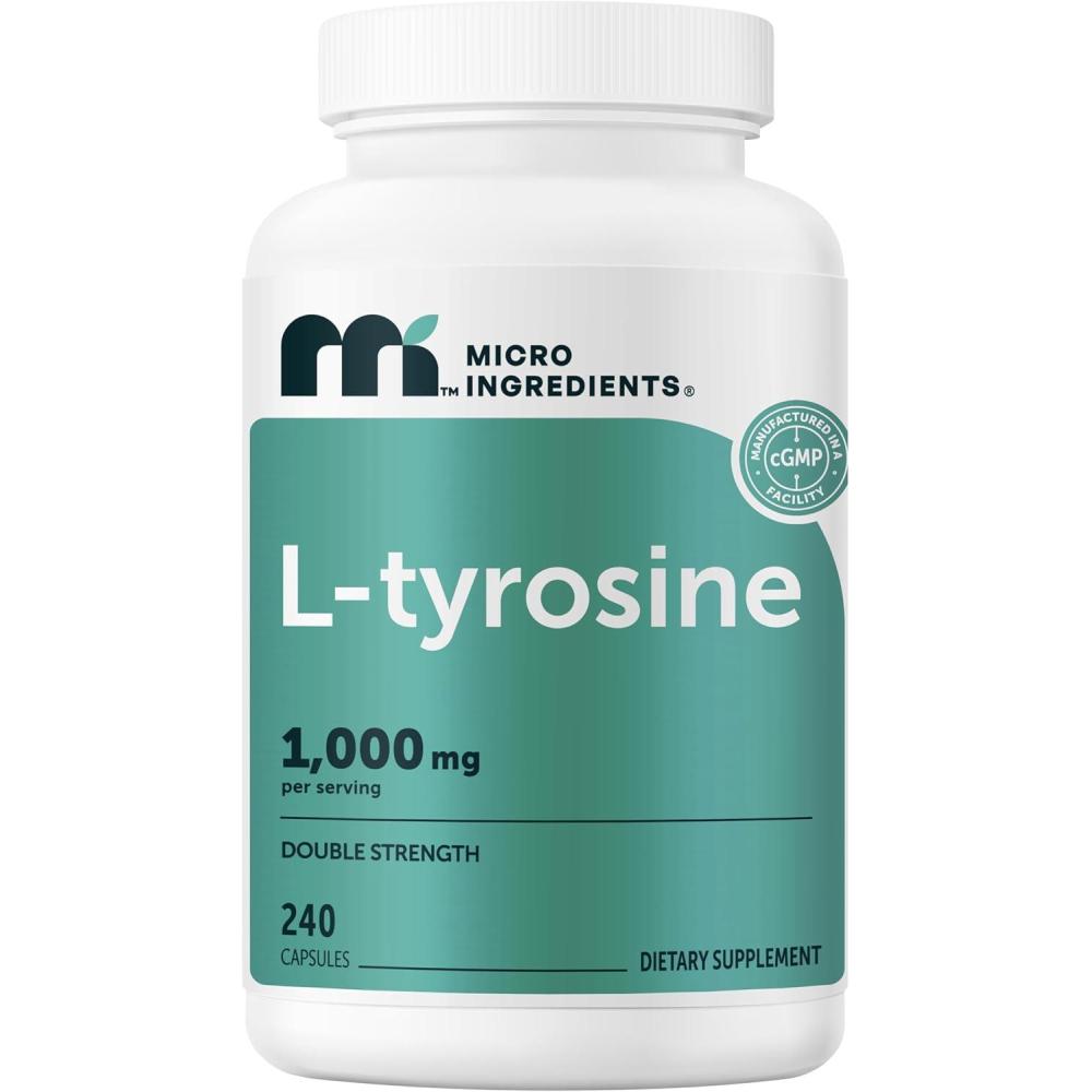 image:imageMicro Ingredients LTyrosine 1000 mg Per Serving 240 Capsules Amino Acid Supplement NonGMO
