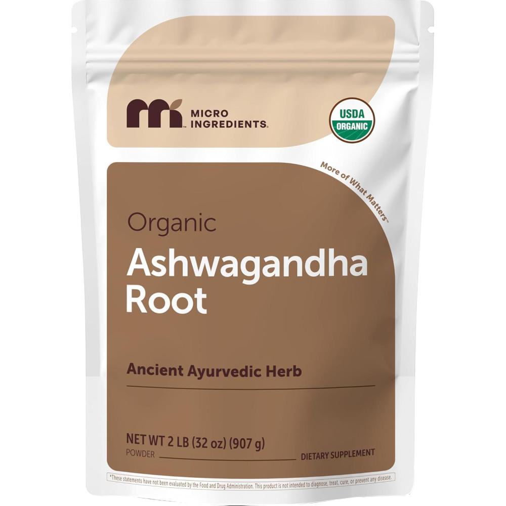 image:imageMicro Ingredients Organic Ashwagandha Root Powder 2 lb 453 Servings Pure Withania Somnifera Root Ancient Ayurvedic Herb