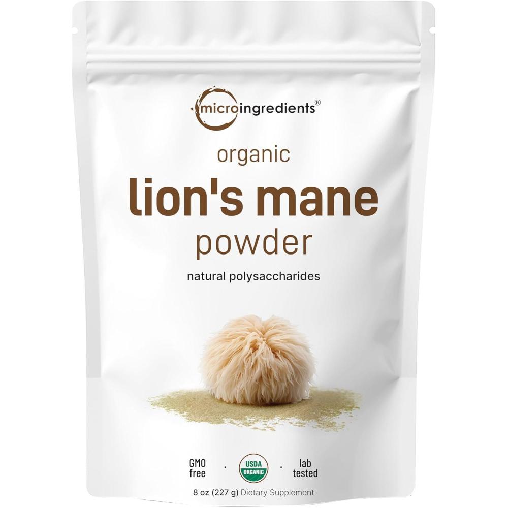 image:imageMicro Ingredients Organic Lions Mane Mushroom Powder 16oz Pure Fruiting Body Superfood Supports Brain Focus Energy amp Immune Health Great for Smoothies amp Coffee Filler Free Vegan NonGMO8 Ounce Pack of 1