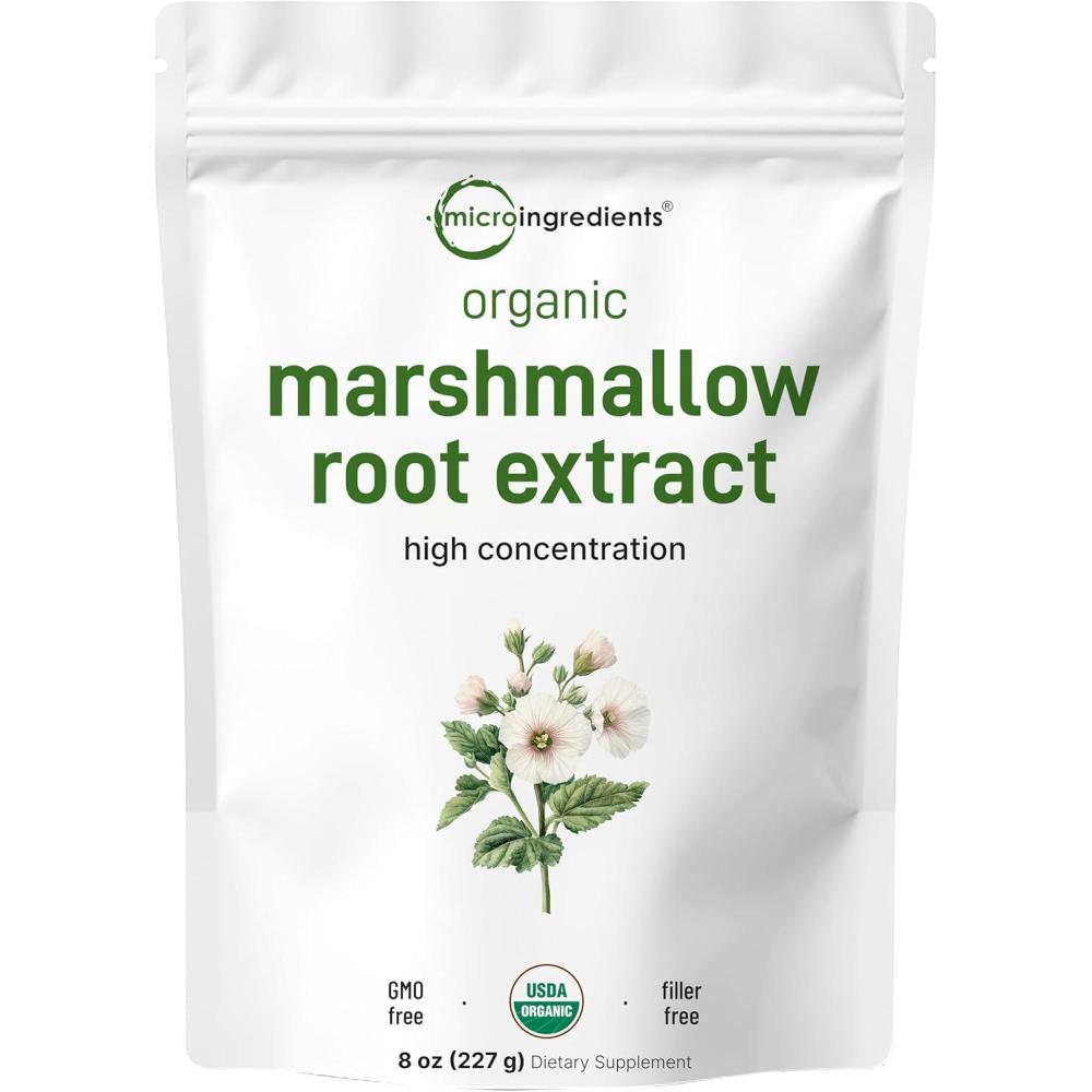 image:imageMicro Ingredients Organic Marshmallow Root Powder 8 Ounce Filler Free and Traditionally Used Supports Digestive Gastrointestinal Health NonIrradiated and No GMOs Vegan Friendly