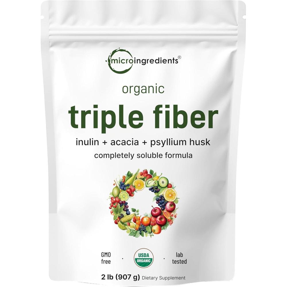 image:imageMicro Ingredients Organic Triple Fiber Powder 2lb Natural Prebiotic to Support Digestive amp Gut Health Soluble Easily Digestible Unflavored Vegan