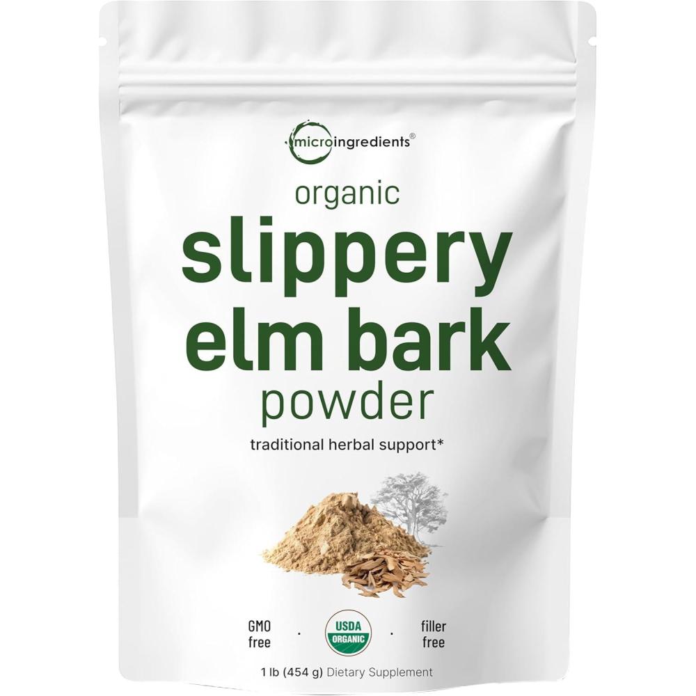 image:imageMicro Ingredients Sustainably US Grown Organic Slippery Elm Bark Powder 1 Pound 648 Servings Helps Soothe The Throat and Coughing No Irradiated No Contaminated No GMOs Pet Friendly