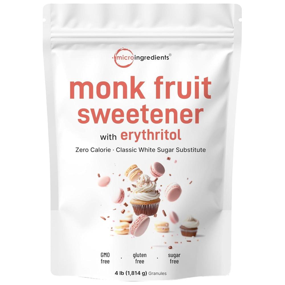 image:imageMonk Fruit Sweetener with Erythritol Granules 4 Pounds No After Taste 11 White Sugar Substitute Keto Diet Friendly Zero Calorie Natural Sweetener for Drinks Coffee Tea Cookies NoGMO Vegan
