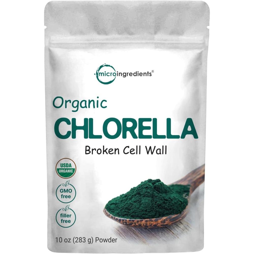 image:imageOrganic Chlorella Powder 10 Ounce Broken Cell Wall Rich in Vegan Proteins amp Vitamins Raw Bulk Premium Chlorella Supplement Vegan Friendly NonIrradiation