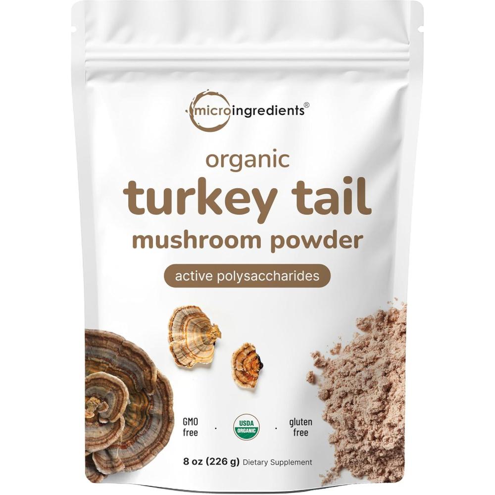image:imageOrganic Turkey Tail Mushroom Powder 501 Extract 8 Ounce Freeze Dried with Active Polysaccharides Supports Immune Response amp Cellular Level Pet Friendly