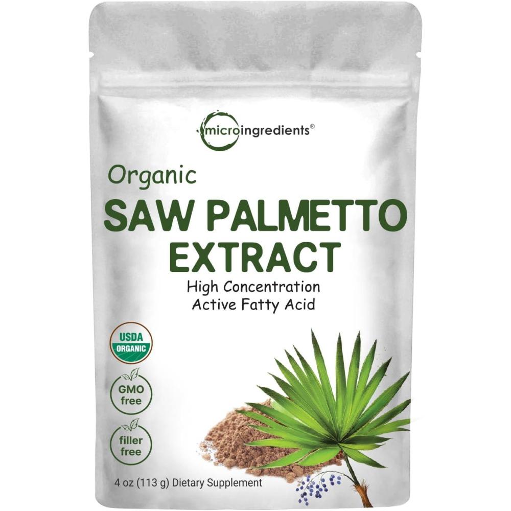 image:imageSustainably US Grown Organic Saw Palmetto Powder 4 Ounce with Active Fatty Acid Pure Saw Palmetto Prostate amp Hair Growth Supplement Healthy Urination Frequency amp Hair Loss Blocker Supplement