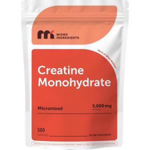 Creatine Monohydrate 5,000mg, 500 Capsules | Pure Creatine Pills – Micronized + Unflavored Powder Source, Easy Absorption | Keto, Non-GMO