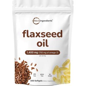 Flaxseed Oil 1,400mg, 300 Liquid Softgels | Flaxseed Oil Supplement with Omega 3, 6, & 9 Fatty Acids + DHA & Alpha Linolenic Acid (ALA) | Fish Free Omega Source | Non-GMO