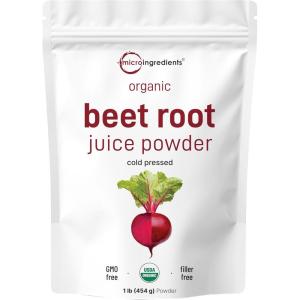 Micro Ingredients Organic Beet Root Juice Powder, 1 Pound | Cold Pressed, Water Soluble, High Concentrated Raw Beet Supplement | Superfood Drink Mix | Non-GMO, Vegan Friendly, Plant Based