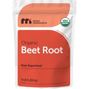 Micro Ingredients Organic Beet Root Powder, 4 Pounds | Cold Pressed, Water Soluble, High Concentrated Raw Beetroot Supplement | Natural Nitric Oxide Superfood Drink Mix | Non-GMO, Vegan Friendly(64 Ounce (Pack of 1))