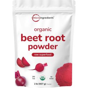 Micro Ingredients Organic Beet Root Powder, 4 Pounds | Cold Pressed, Water Soluble, High Concentrated Raw Beetroot Supplement | Natural Nitric Oxide Superfood Drink Mix | Non-GMO, Vegan Friendly(2 Pound (Pack of 1))