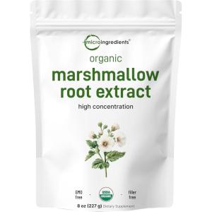 Micro Ingredients Organic Marshmallow Root Powder, 8 Ounce, Filler Free and Traditionally Used, Supports Digestive Gastrointestinal Health, Non-Irradiated and No GMOs, Vegan Friendly