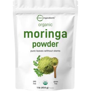 Micro Ingredients Organic Moringa Oleifera Leaf Powder, 2 Pound | Rich in Antioxidants & Immune Vitamins | Pure Leaves Without Stems | Great Superfoods for Tea or Drink | India Grown, Vegan(16 Ounce (Pack of 1))