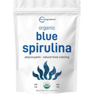Organic Blue Spirulina Powder (Phycocyanin Extract), 60 Servings – No Fishy Smell, 100% Vegan Protein from Blue-Green Algae, Natural Luminous Food Coloring for Smoothies, Baking, Drinks & Cooking(2.12 Ounce (Pack of 1))
