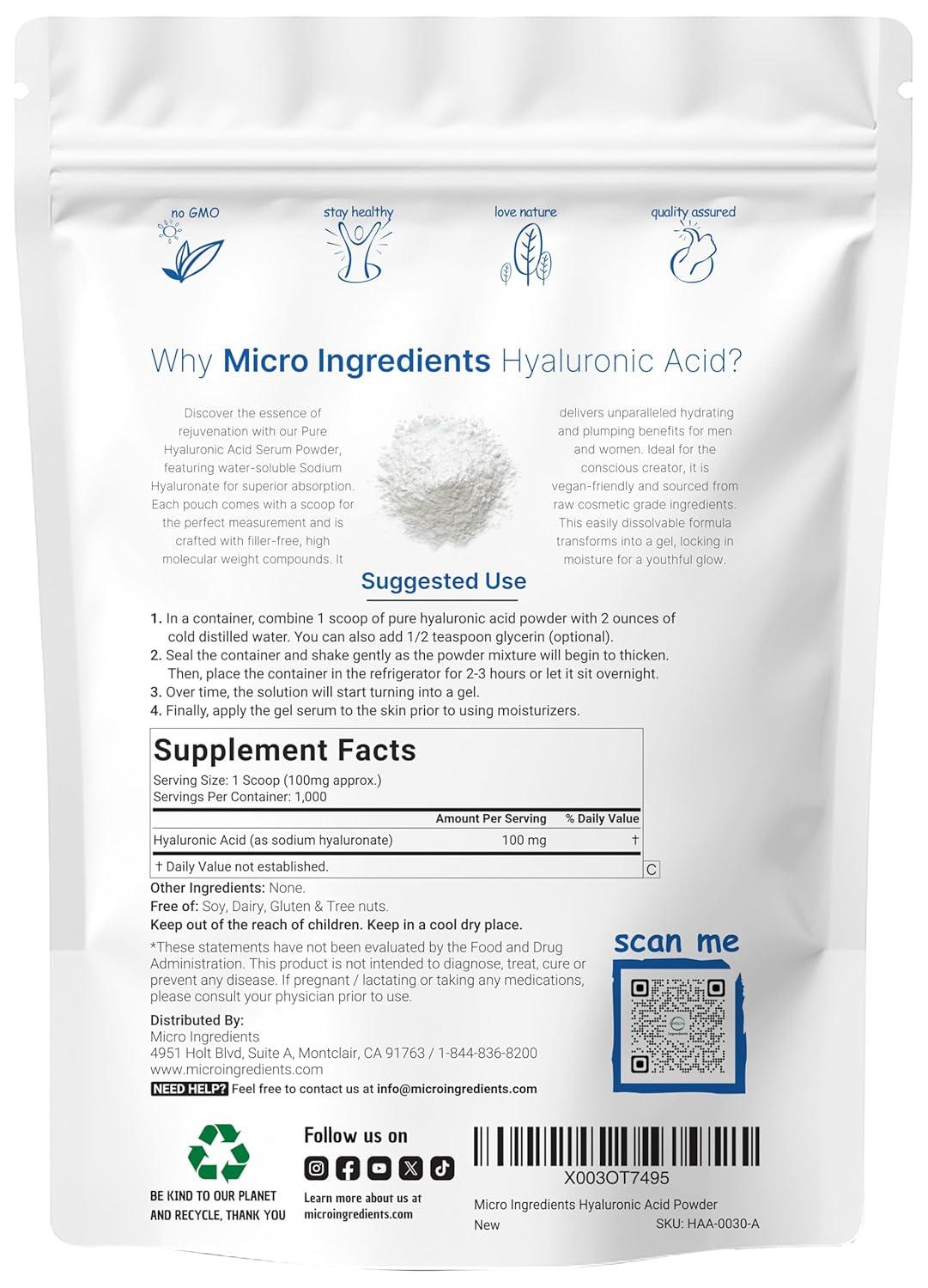 image:imageHyaluronic Acid Serum Powder 100 Grams Low Molecular Weight Cosmetics Grade Skin Hydration and Moisture Support Supplements Vegan Water Soluble Within 2 Hours352 Ounce Pack of 1