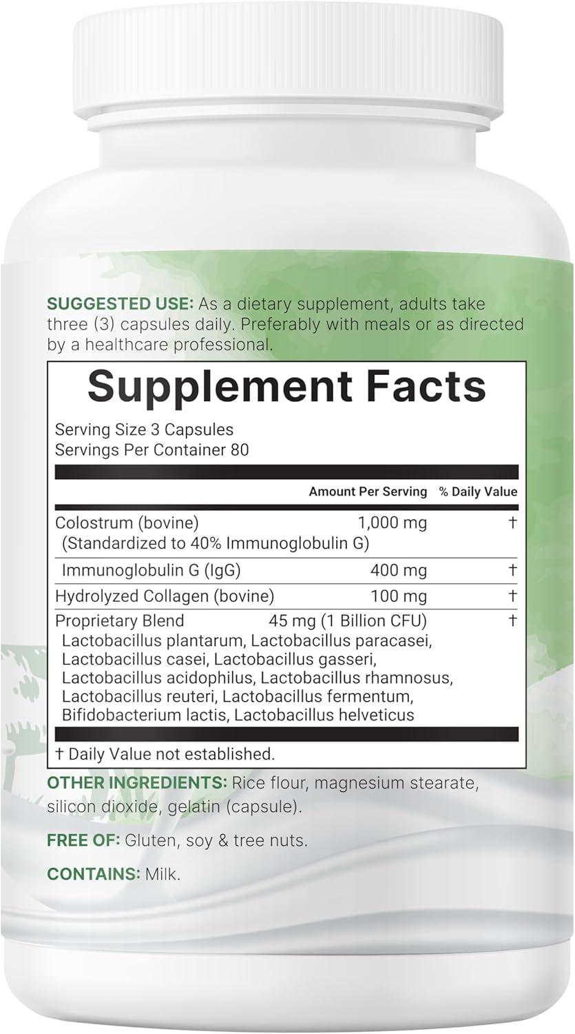 image:imageMicro Ingredients Bovine Colostrum 1000 mg Per Serving 240 Capsules 40 IgG with Collagen amp Probiotics Colostrum Supplement with 10 Probiotic Strains NonGMO Gluten Free