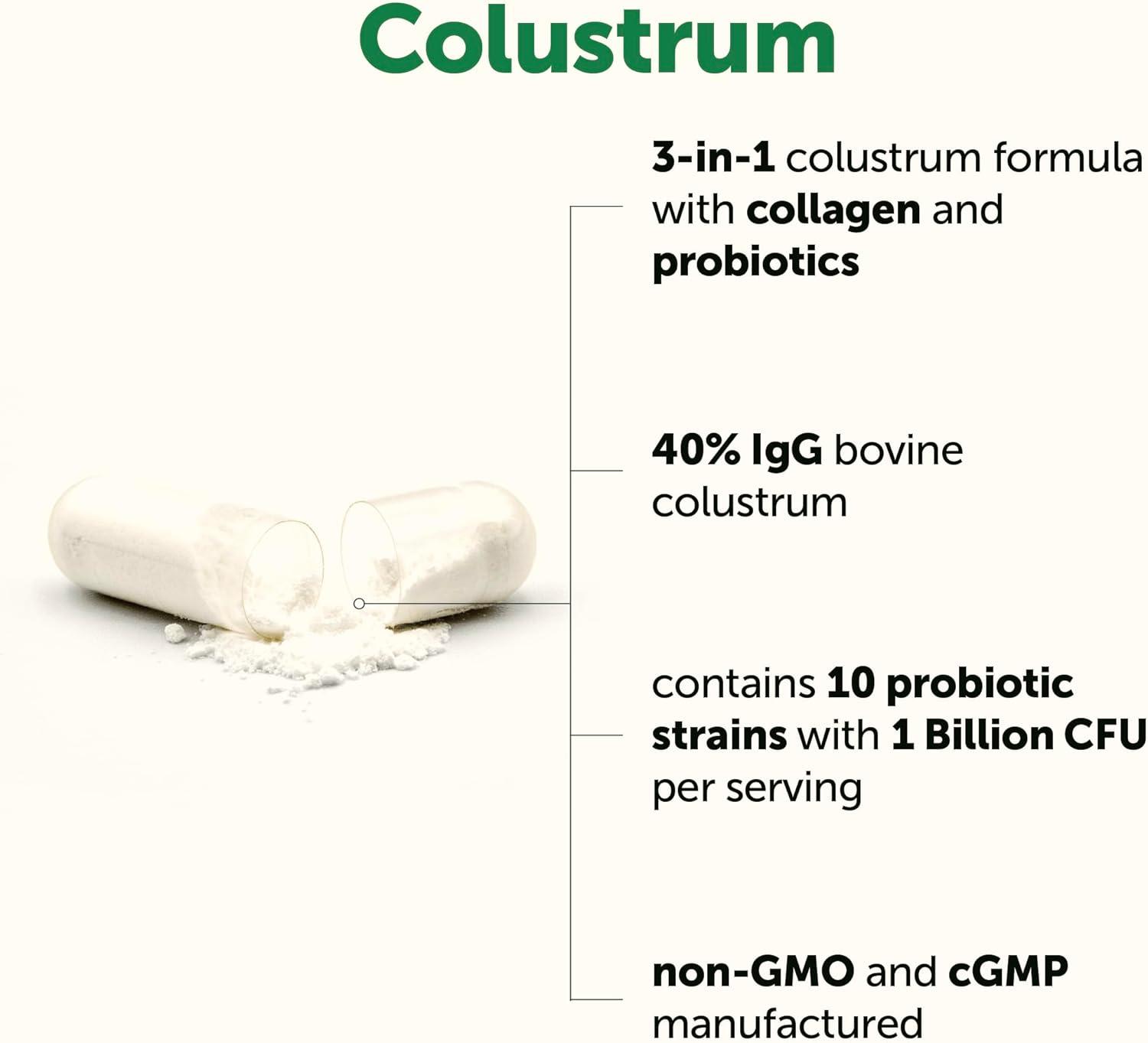 image:imageMicro Ingredients Bovine Colostrum 1000 mg Per Serving 240 Capsules 40 IgG with Collagen amp Probiotics Colostrum Supplement with 10 Probiotic Strains NonGMO Gluten Free