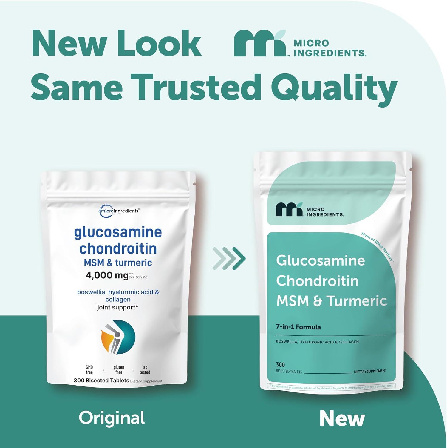 image:imageMicro Ingredients Glucosamine Chondroitin MSM and Turmeric Supplement 300 Bisected Tablets 1500 mg Glucosamine Per Serving 7in1 with Boswellia Hyaluronic Acid amp Collagen Complex