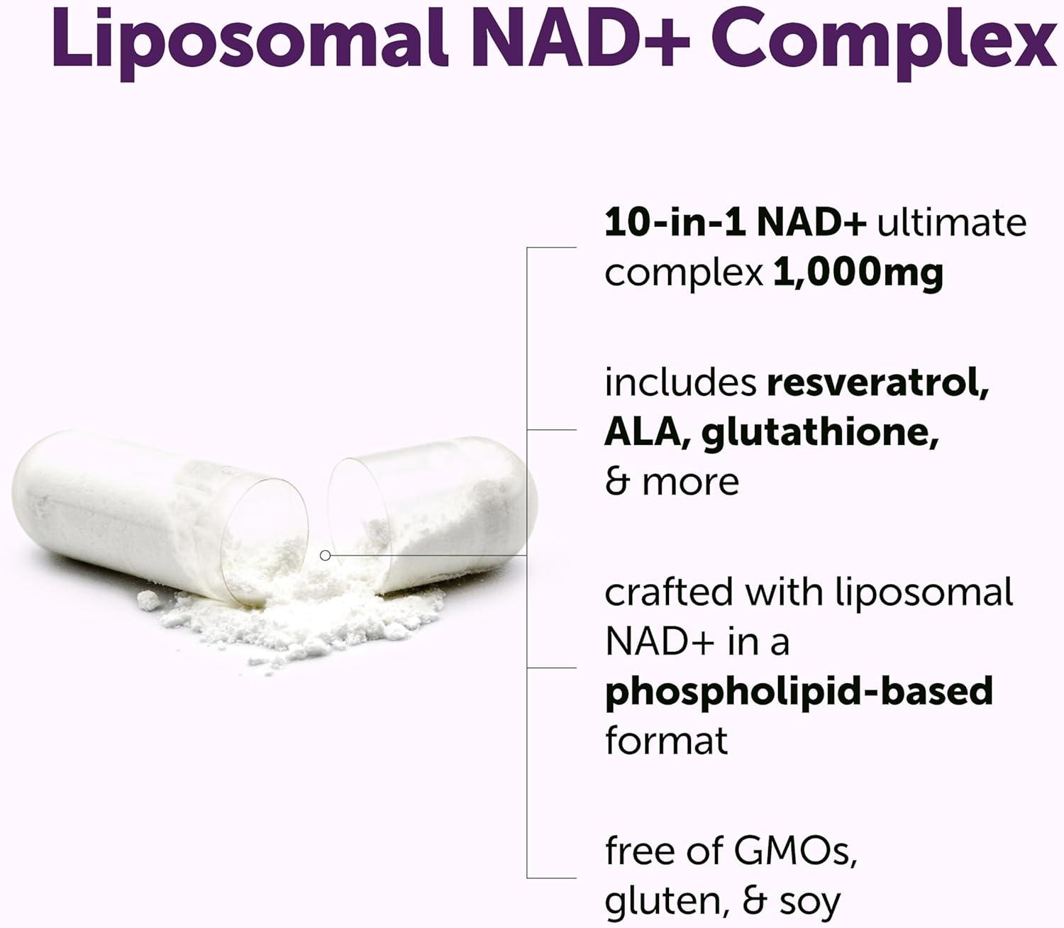 image:imageMicro Ingredients Liposomal NAD Ultimate Complex 1000mg 120 Veggie Capsules NMN Pathway Formula 10in1 with Resveratrol Glutathione amp Astaxanthin NAD Supplement for Women amp Men60 Count Pack of 1