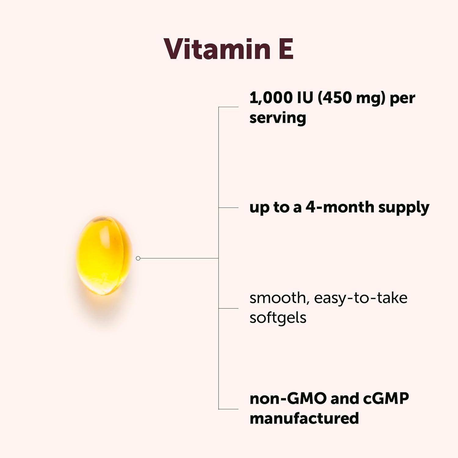 image:imageMicro Ingredients Vitamin E 1000 IU 450 mg Per Serving 240 Softgels Daily Vitamin E Supplement 4Month Supply NonGMO Gluten Free