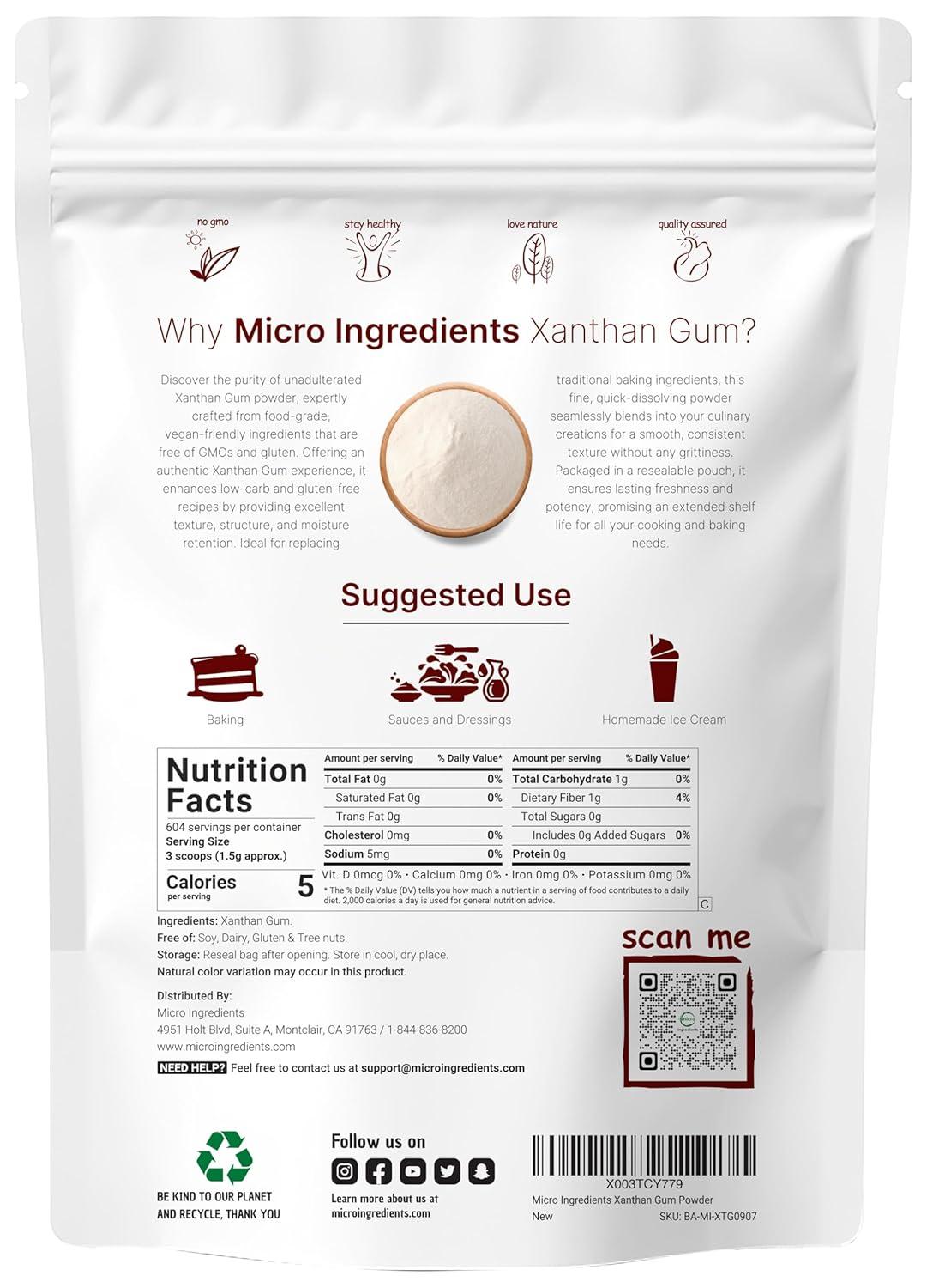 image:imageMicro Ingredients Xanthan Gum Powder 2lb 32oz Premium Quality for Keto amp GlutenFree Baking Unflavored Thickening Agent for Cooking NonGMO Vegan Friendly