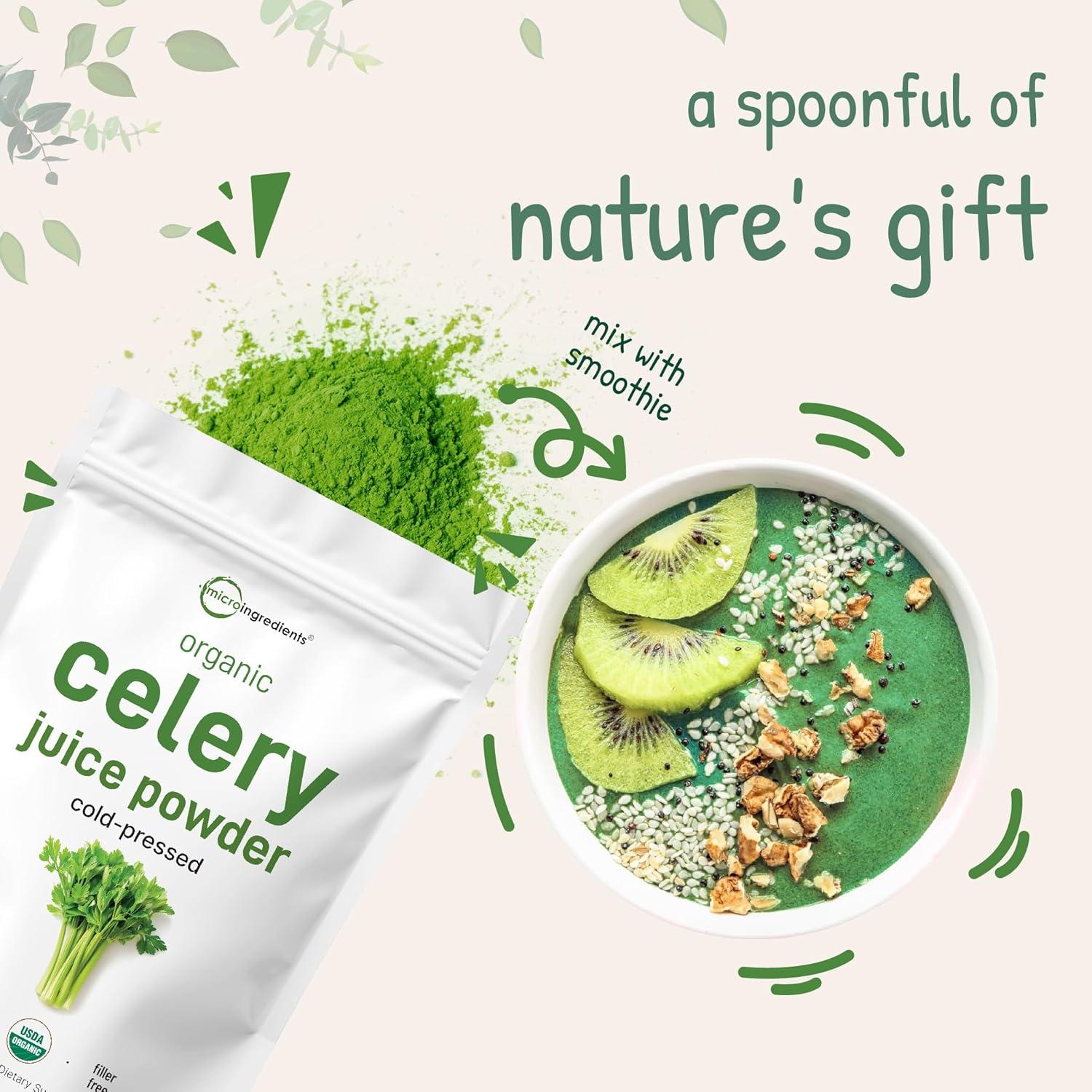 image:imageOrganic Celery Juice Powder 20 Ounce 125 Pound 70 Serving Celery Detox and Cold Pressed Rich in Immune Vitamin C and Minerals Vegan