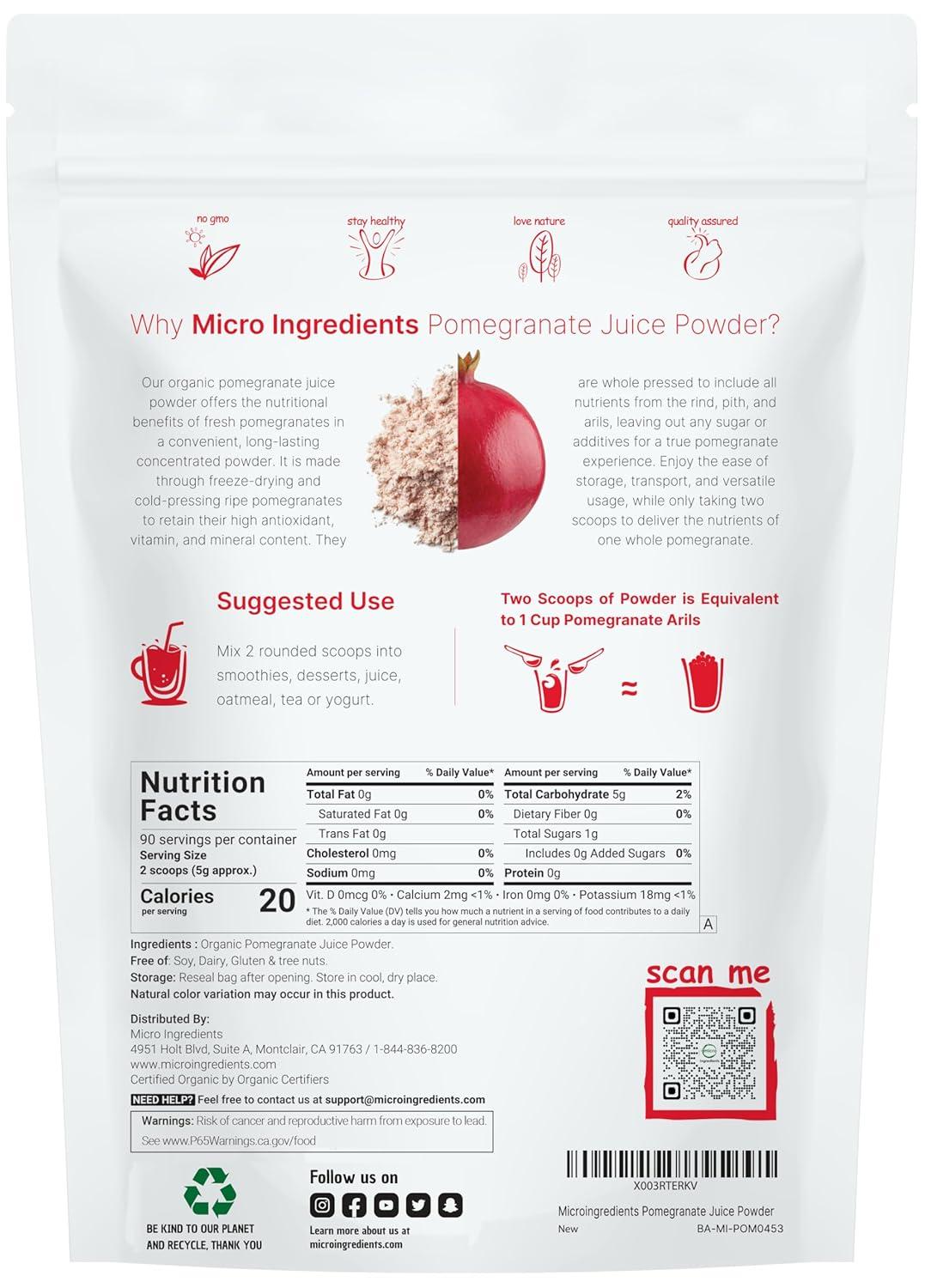 image:imageOrganic Pomegranate Juice Powder 1 Pound 100 Natural Fruit Powder Freeze Dried amp Cold Pressed No Sugar amp Additives Great Flavor for Drinks Smoothie amp Beverages NonGMO amp Vegan Friendly