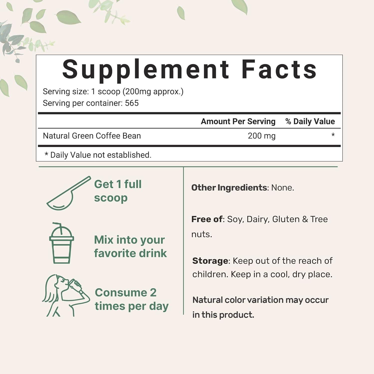 image:imagePure Green Coffee Bean Extract 4 Ounce Natural Caffeine Green Coffee Bean with 50 Chlorogenic Acid Vegan Friendly Filler Free