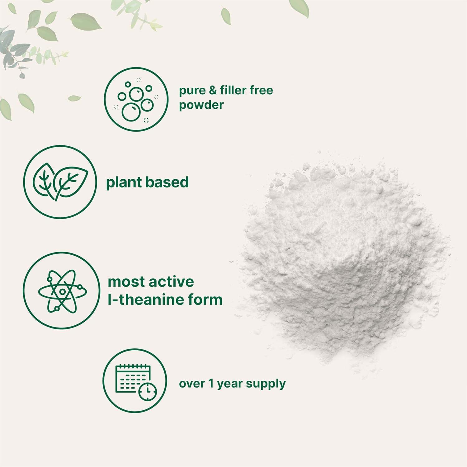 image:imagePure LTheanine Powder 100 Grams 1 Year Supply Filler Free No GMOs and Vegan Friendly