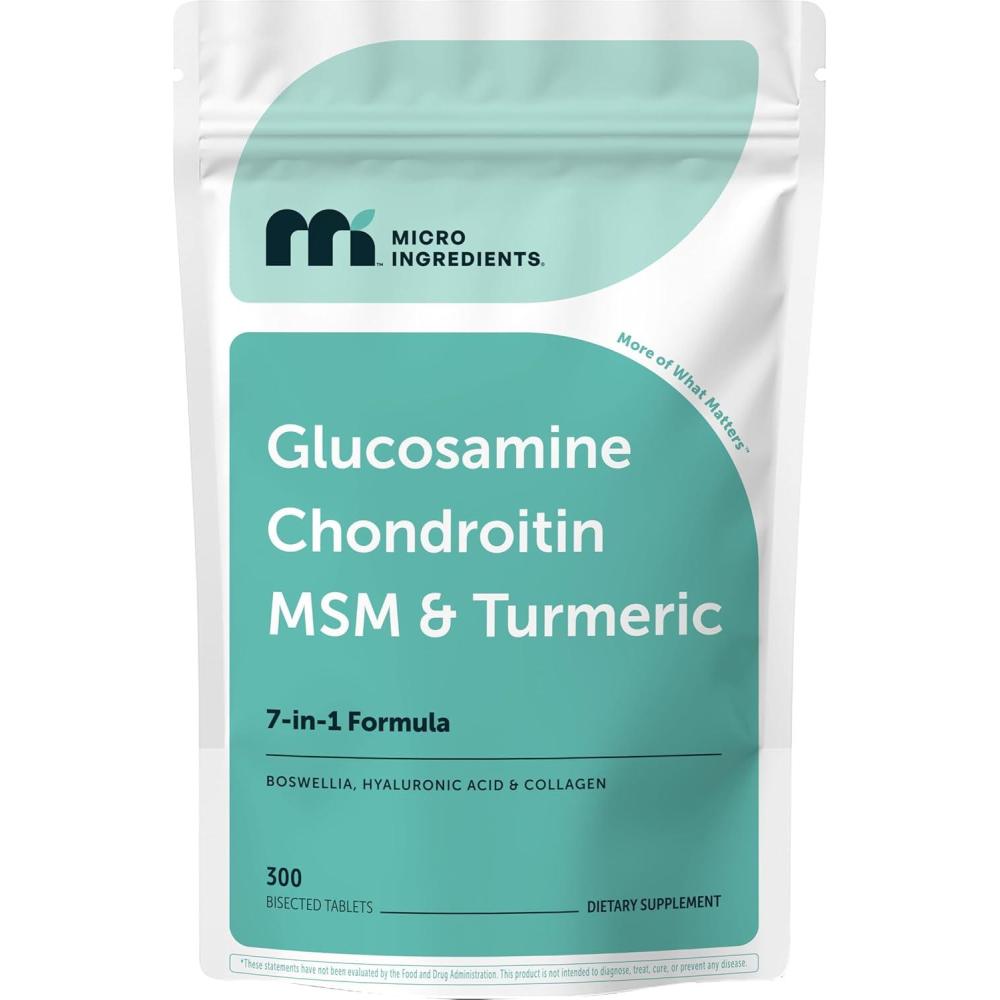 image:imageMicro Ingredients Glucosamine Chondroitin MSM and Turmeric Supplement 300 Bisected Tablets 1500 mg Glucosamine Per Serving 7in1 with Boswellia Hyaluronic Acid amp Collagen Complex