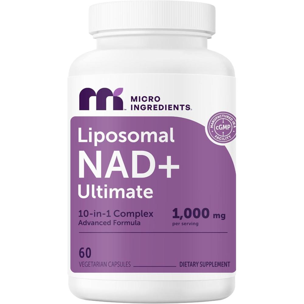 image:imageMicro Ingredients Liposomal NAD Ultimate Complex 1000mg 120 Veggie Capsules NMN Pathway Formula 10in1 with Resveratrol Glutathione amp Astaxanthin NAD Supplement for Women amp Men60 Count Pack of 1