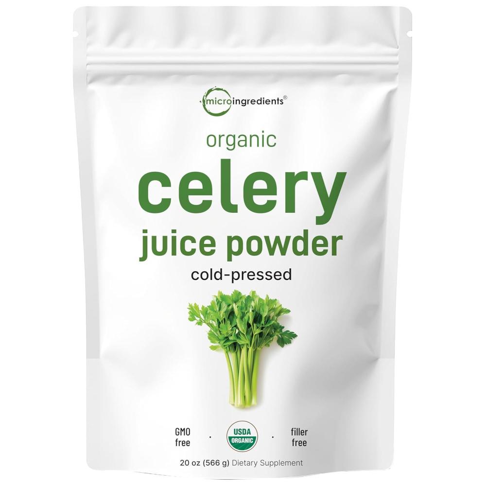 image:imageOrganic Celery Juice Powder 20 Ounce 125 Pound 70 Serving Celery Detox and Cold Pressed Rich in Immune Vitamin C and Minerals Vegan